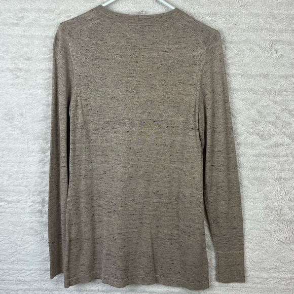 ELIE TAHARI Metallic Linen Blend Button Down Cardigan Ruffled Minimalist - Picture 12 of 14